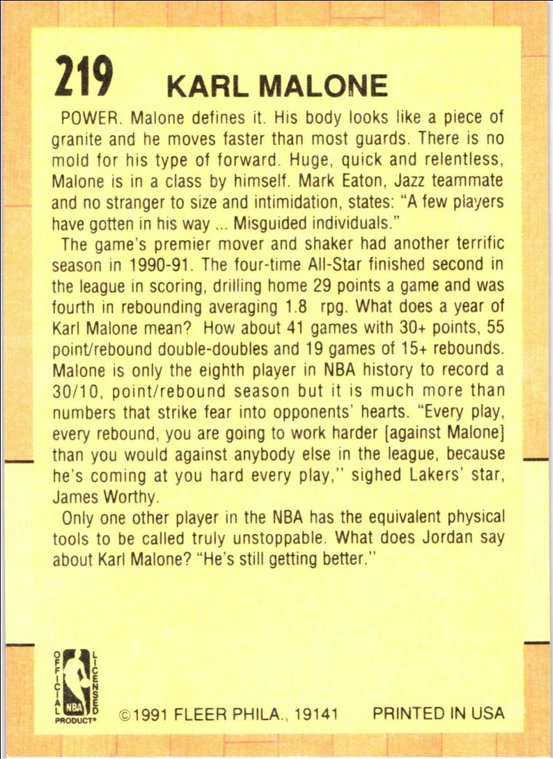 1991 Fleer Karl Malone