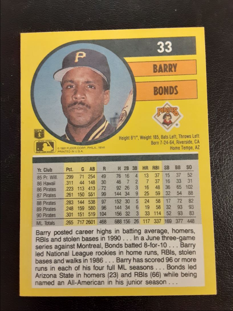 1991 Fleer Barry Bonds