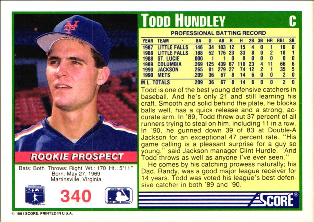 1991 Score Todd Hundley