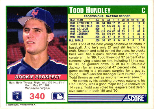 1991 Score Todd Hundley