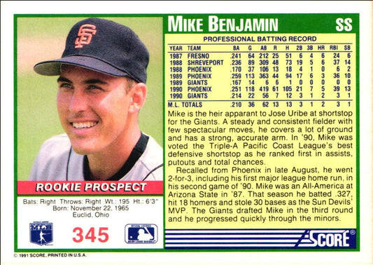 1991 Score Mike Benjamin
