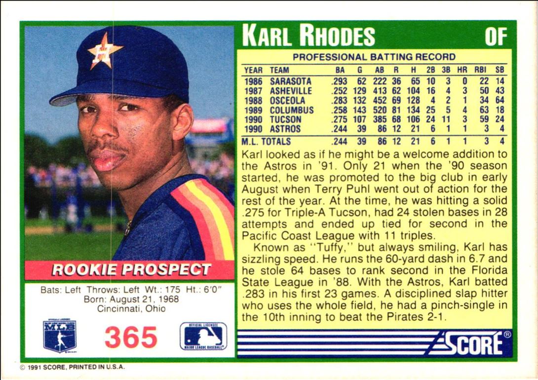 1991 Score Karl Rhodes