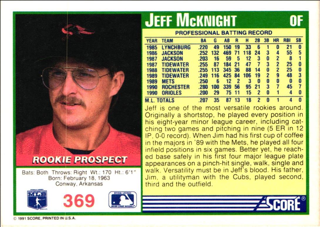 1991 Score Jeff McKnight