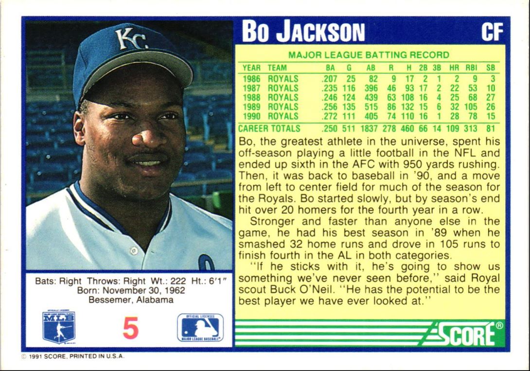 1991 Score Bo Jackson