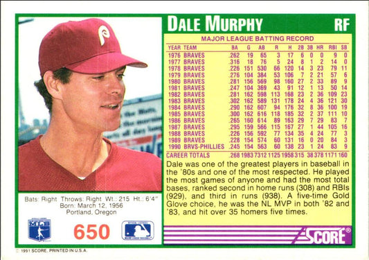 1991 Score Dale Murphy