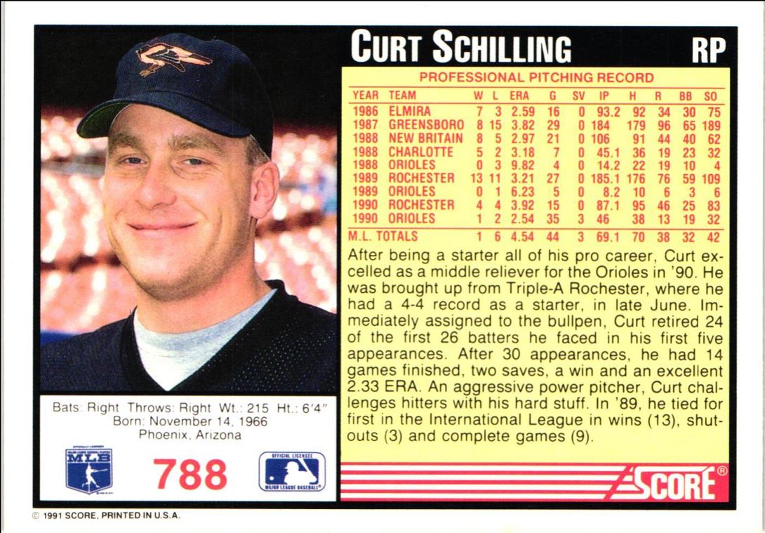 1991 Score Curt Schilling