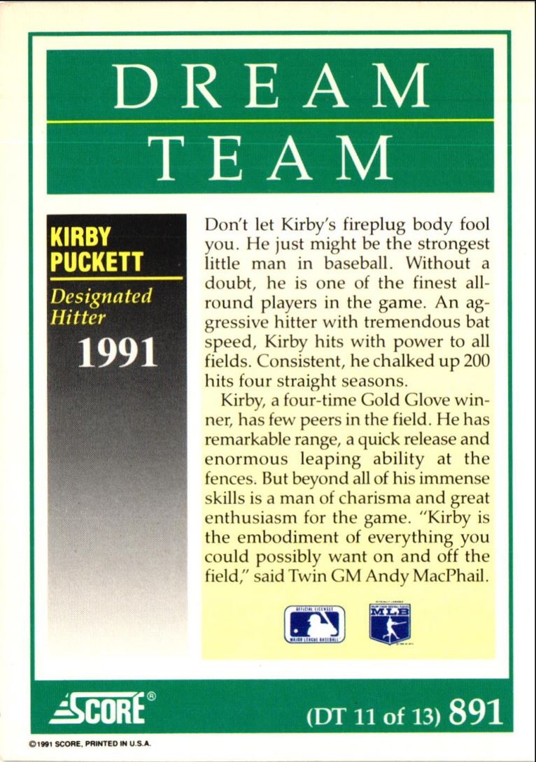 1991 Score Kirby Puckett