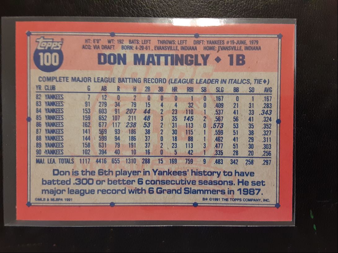 1991 Topps Don Mattingly