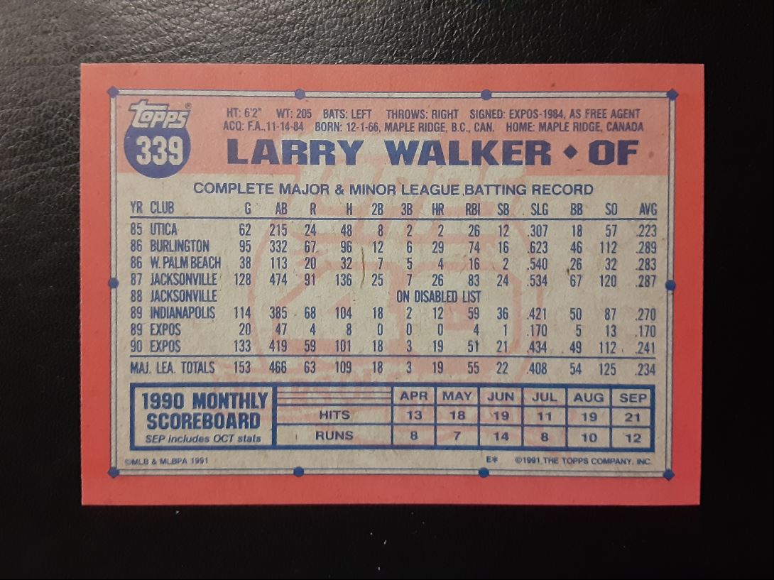 1991 Topps Larry Walker