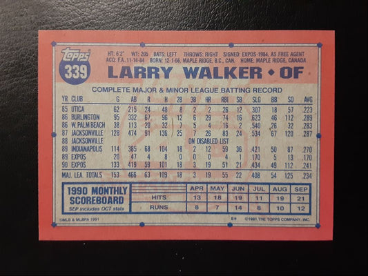 1991 Topps Larry Walker