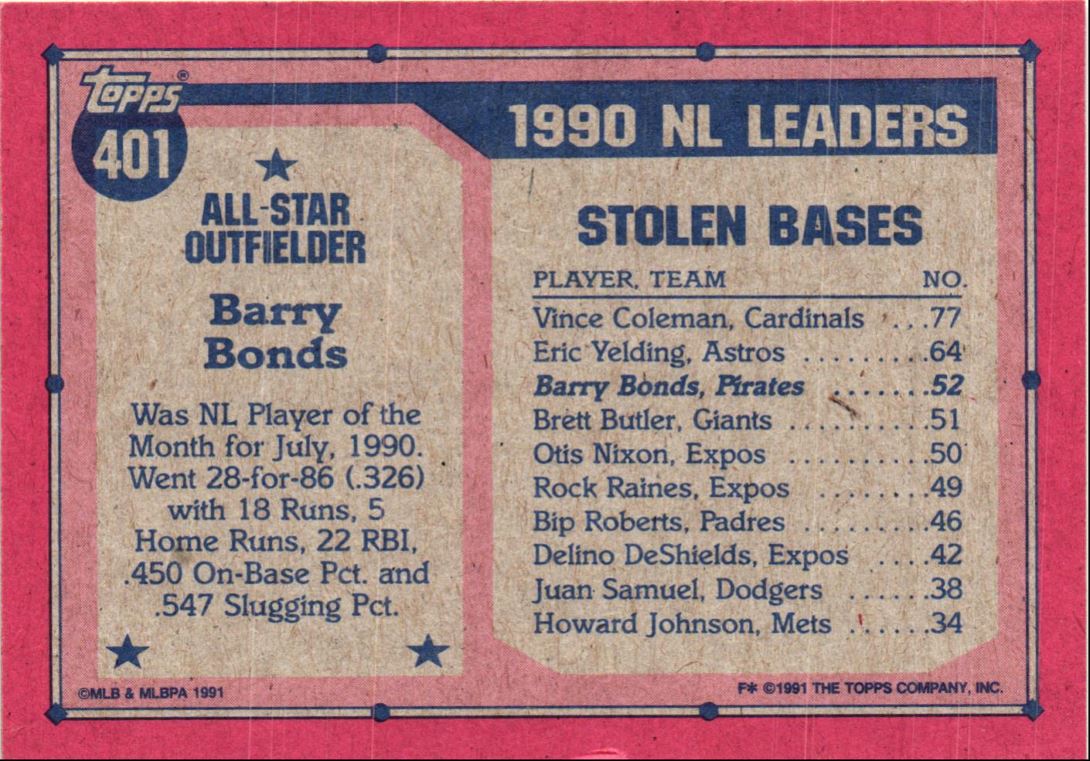 1991 Topps Barry Bonds