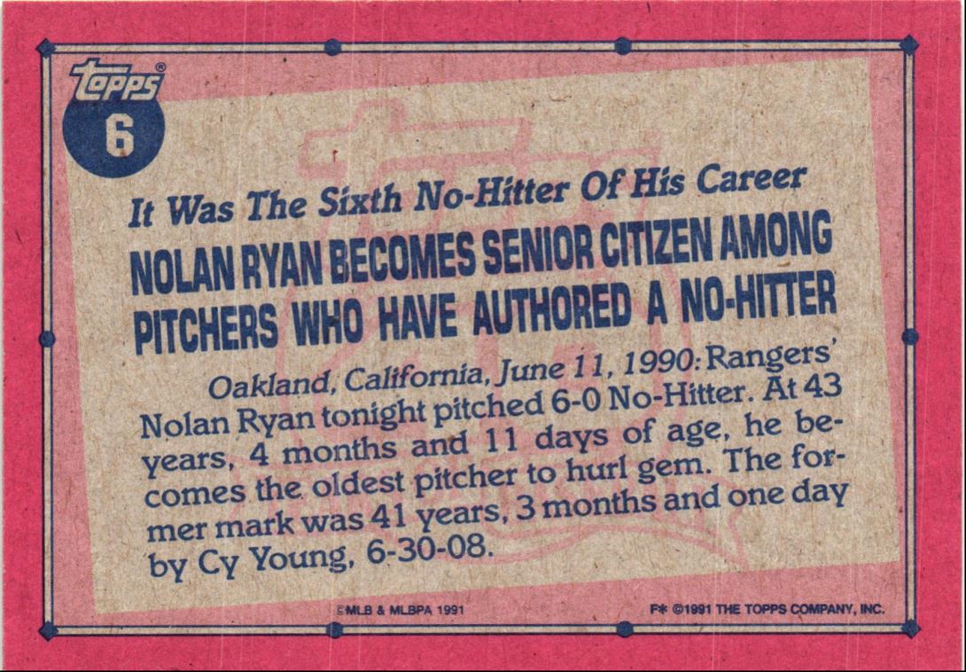 1991 Topps Nolan Ryan