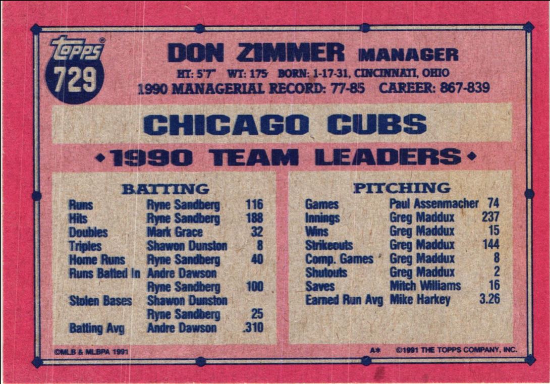 1991 Topps Don Zimmer