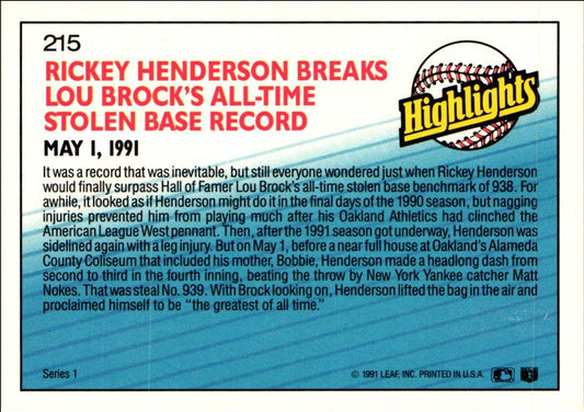 1992 Donruss Rickey Henderson