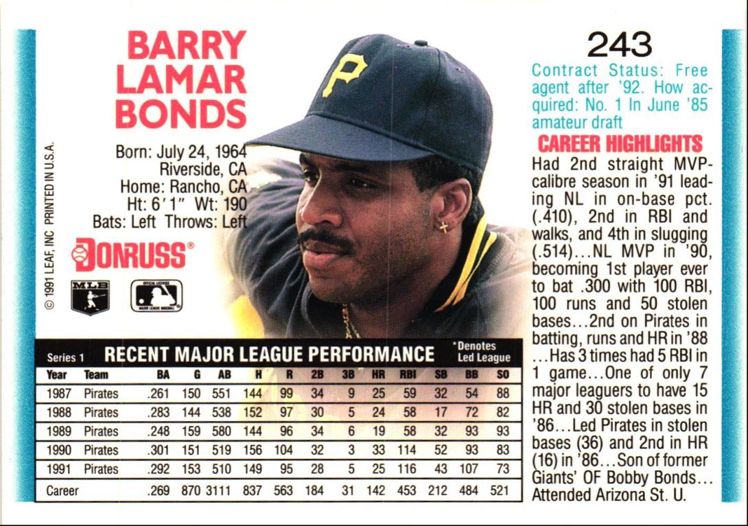 1992 Donruss Barry Bonds