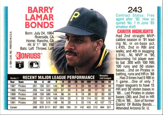 1992 Donruss Barry Bonds