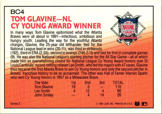 1992 Donruss Bonus Cards Tom Glavine