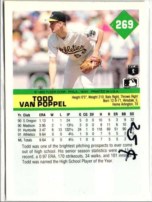 1992 Fleer Todd Van Poppel