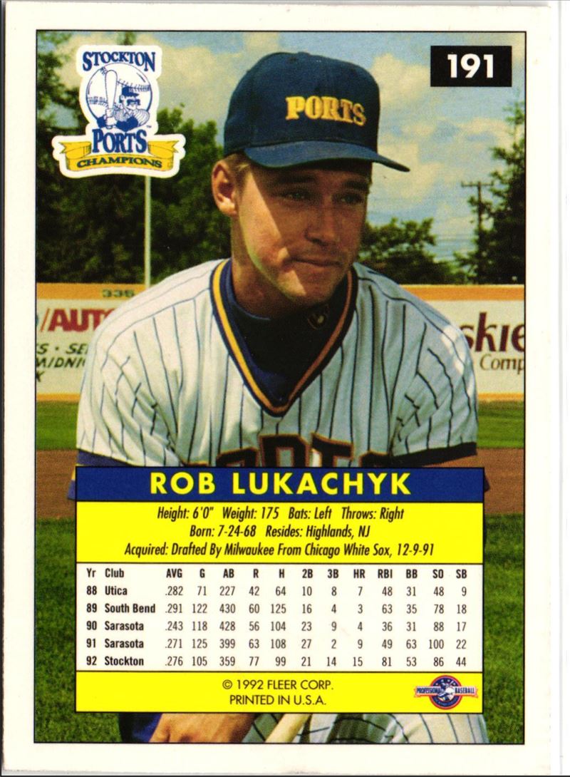 1992 Fleer Excel Rob Lukachyk