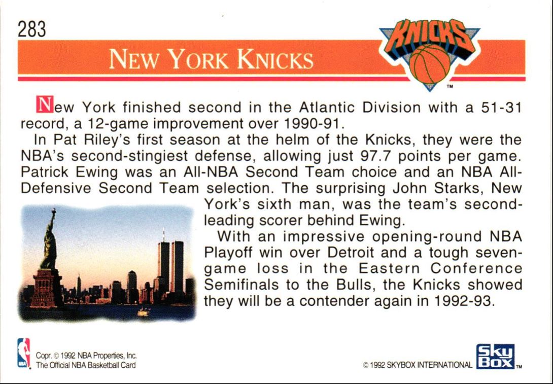 1992 Hoops New York Knicks