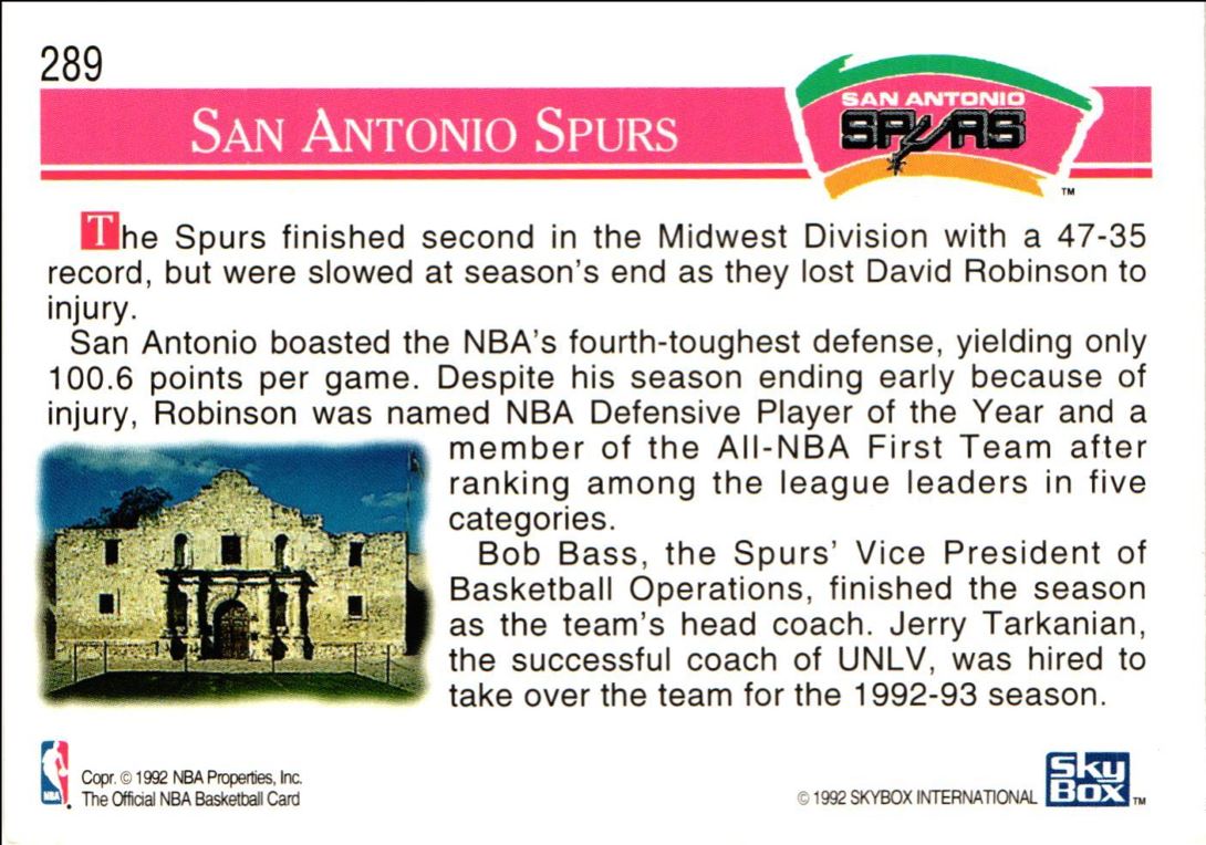 1992 Hoops San Antonio Spurs