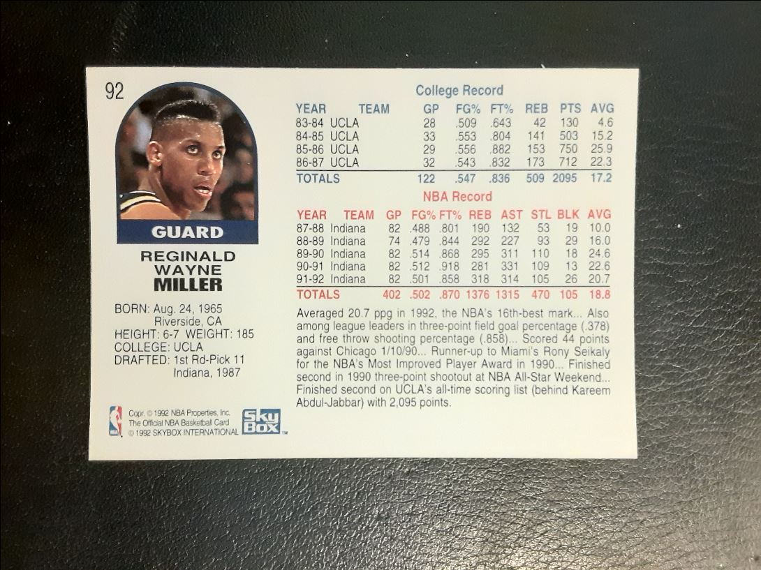 1992 Hoops Reggie Miller