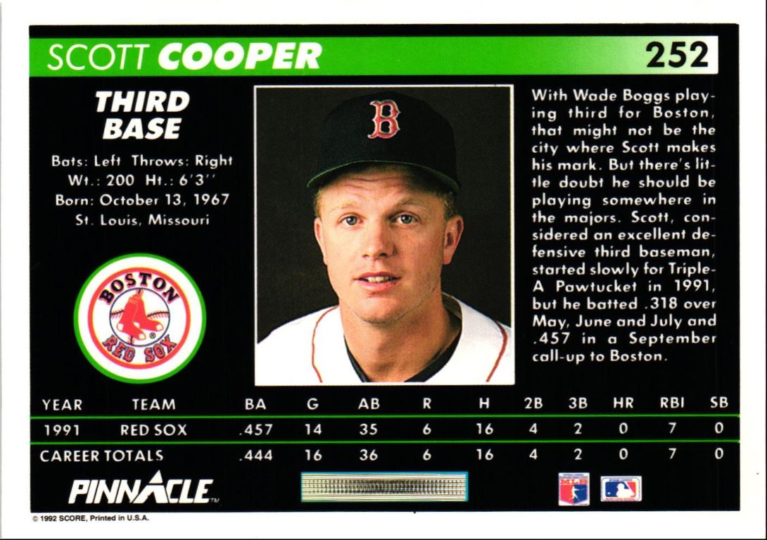 1992 Pinnacle Scott Cooper