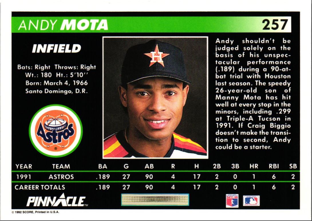 1992 Pinnacle Andy Mota