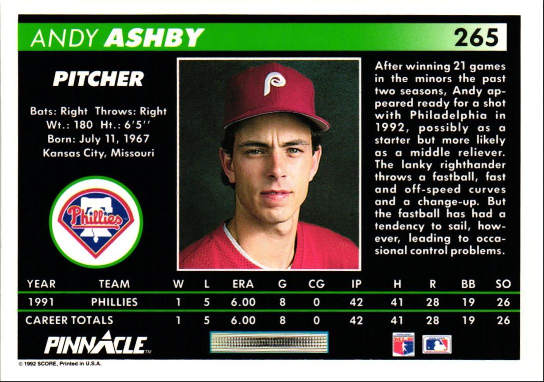 1992 Pinnacle Andy Ashby