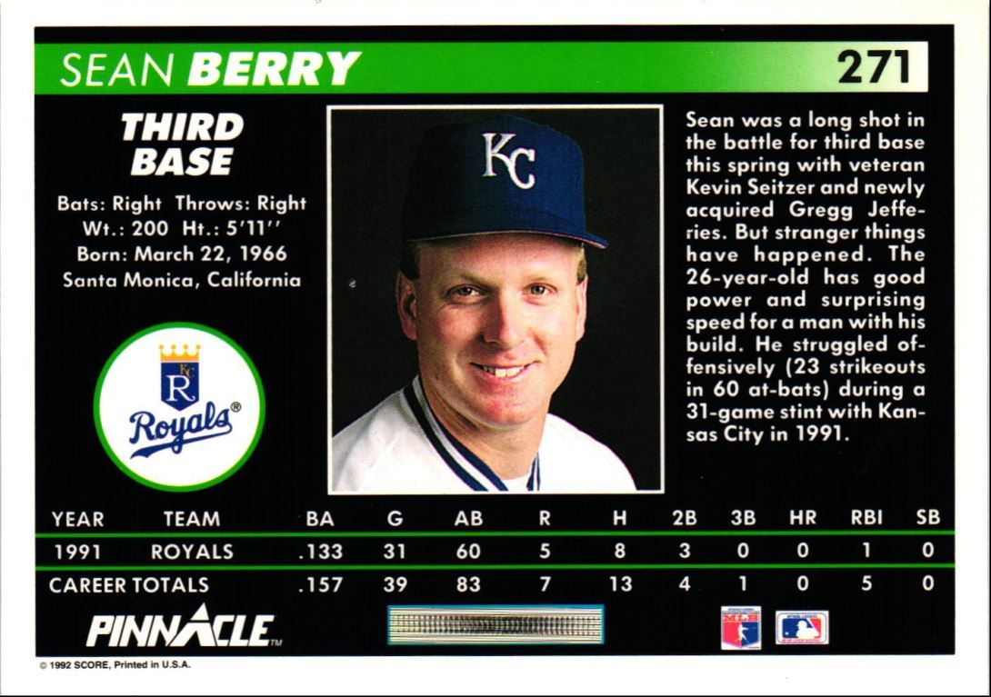 1992 Pinnacle Sean Berry