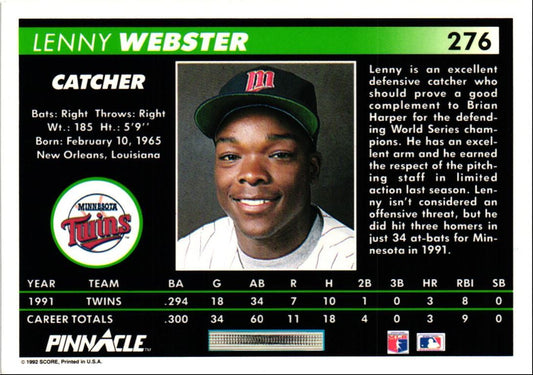 1992 Pinnacle Lenny Webster