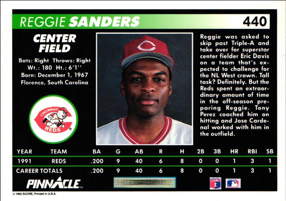 1992 Pinnacle Reggie Sanders