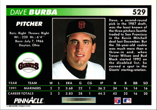 1992 Pinnacle Dave Burba