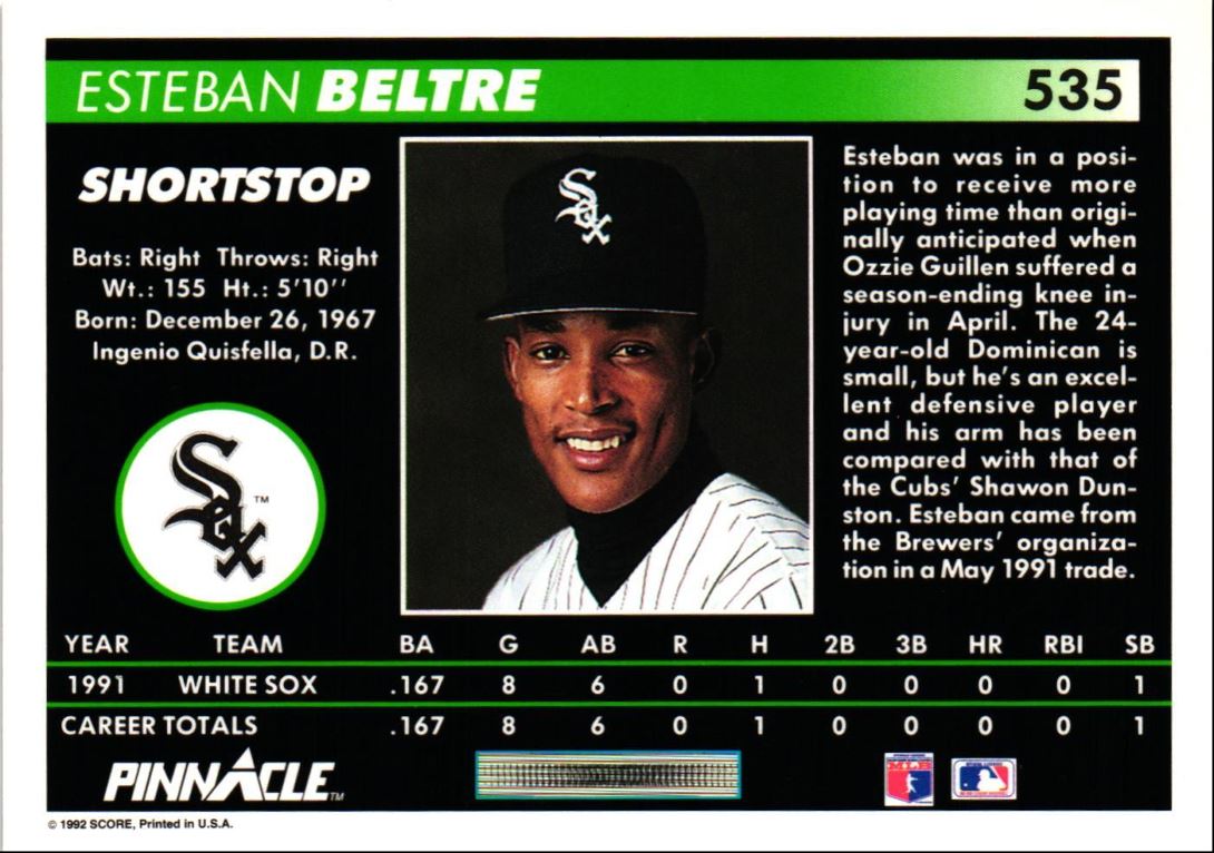 1992 Pinnacle Esteban Beltre