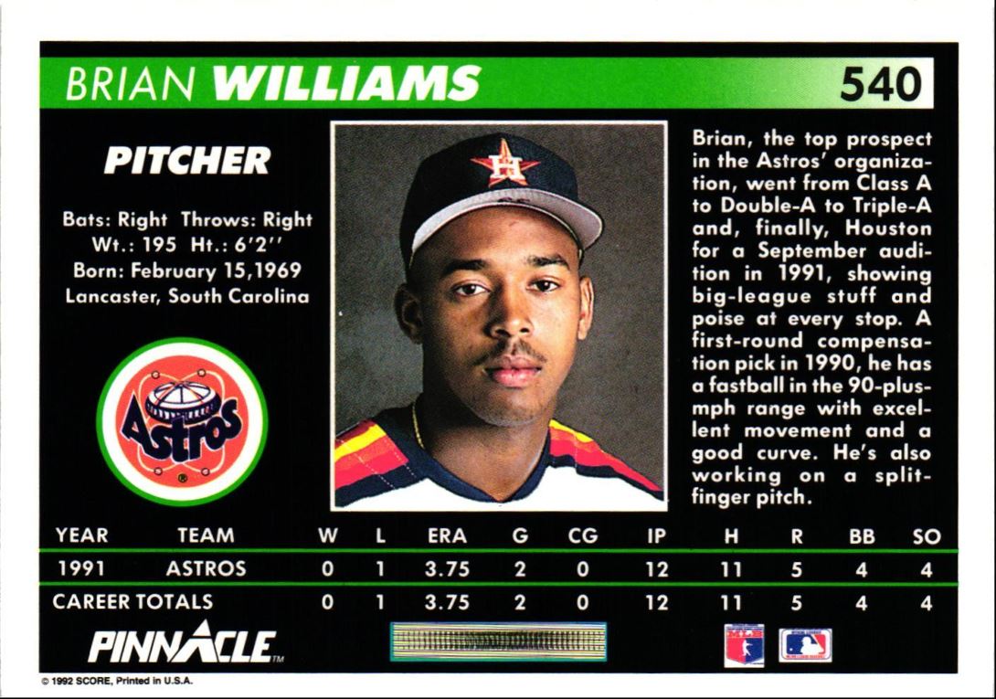 1992 Pinnacle Brian Williams