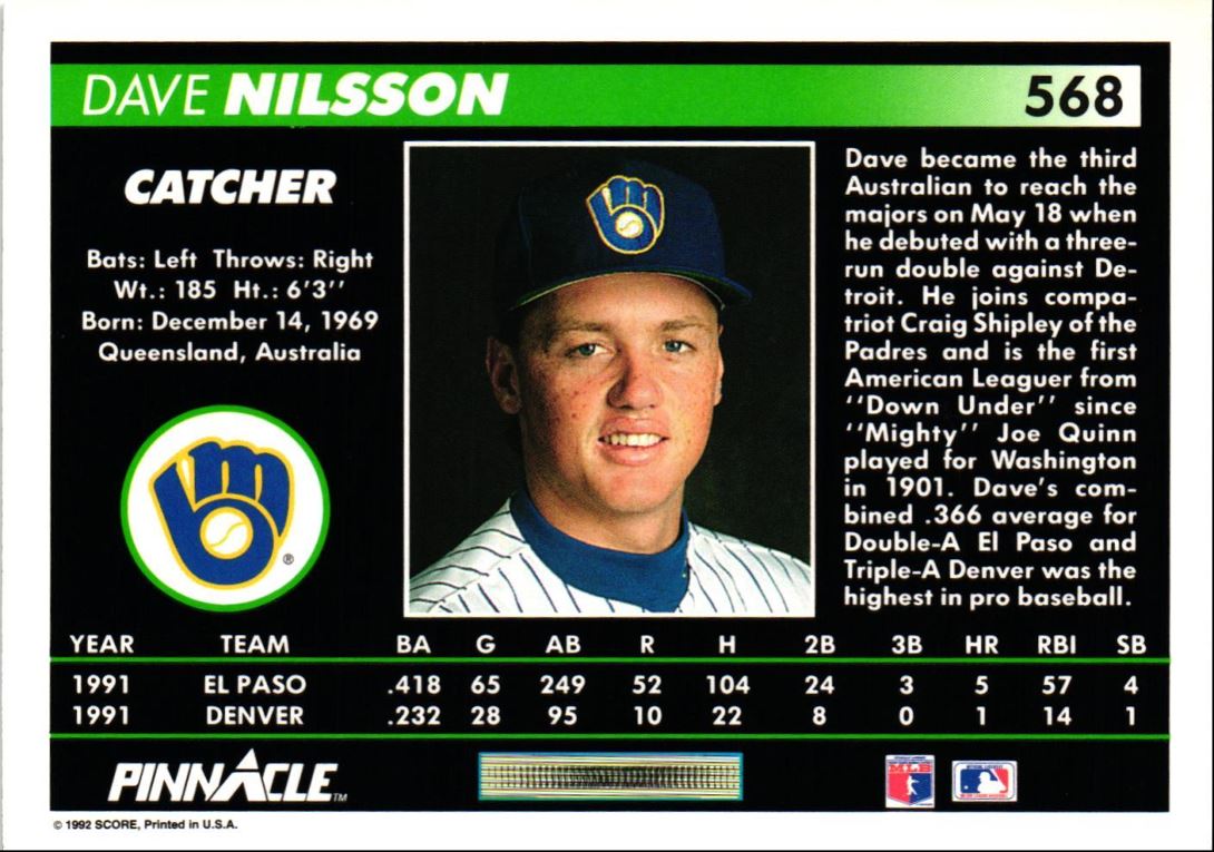 1992 Pinnacle Dave Nilsson