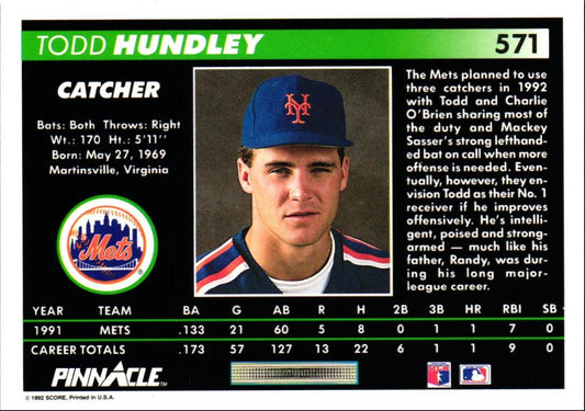 1992 Pinnacle Todd Hundley