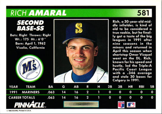 1992 Pinnacle Rich Amaral