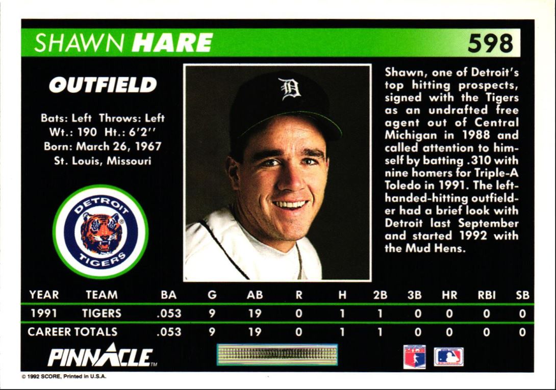 1992 Pinnacle Shawn Hare