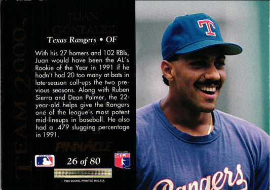 1992 Pinnacle Team 2000 Juan Gonzalez