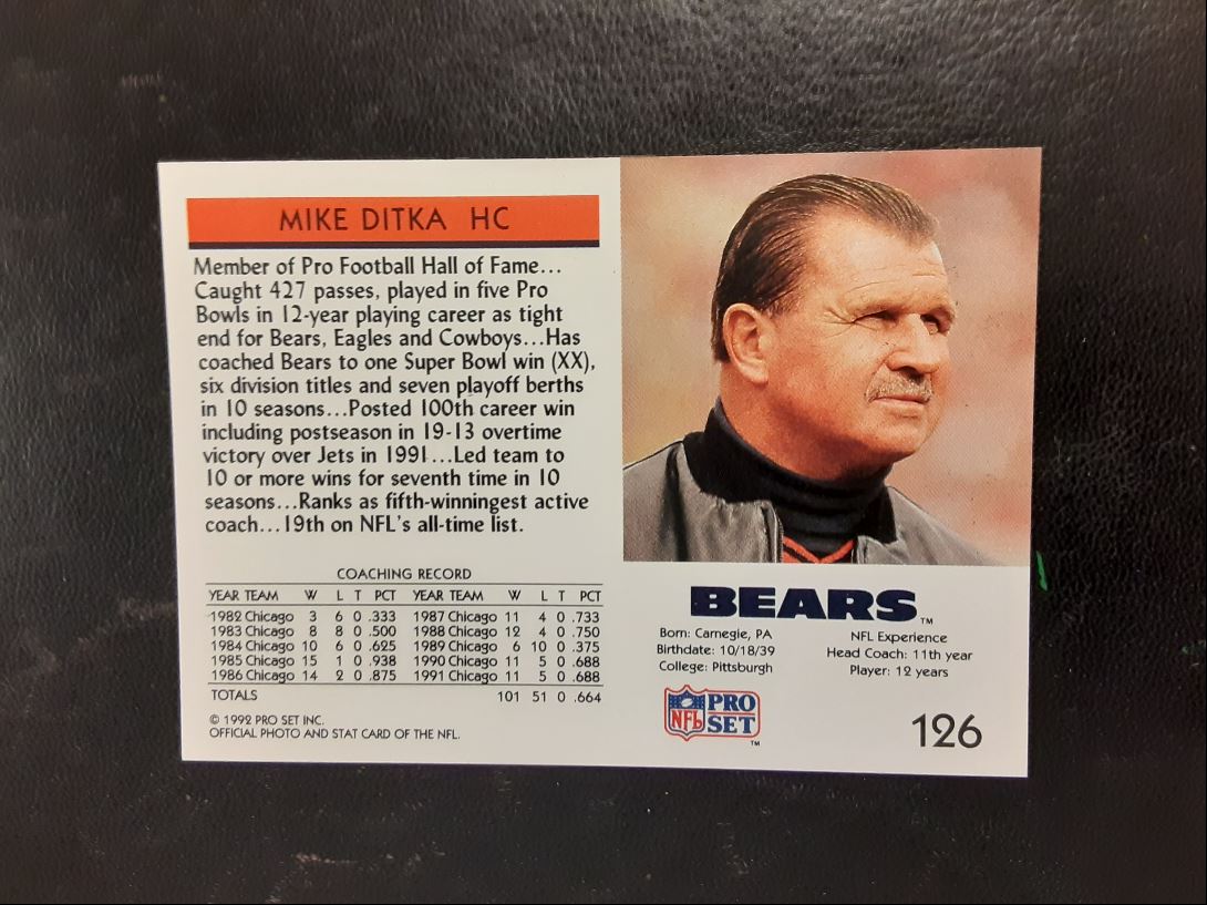 1992 Pro Set Mike Ditka