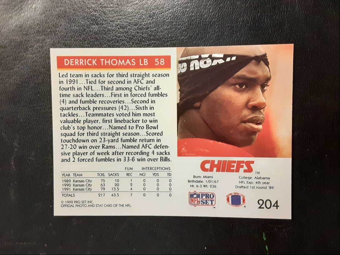 1992 Pro Set Derrick Thomas