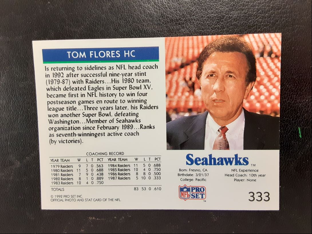 1992 Pro Set Tom Flores