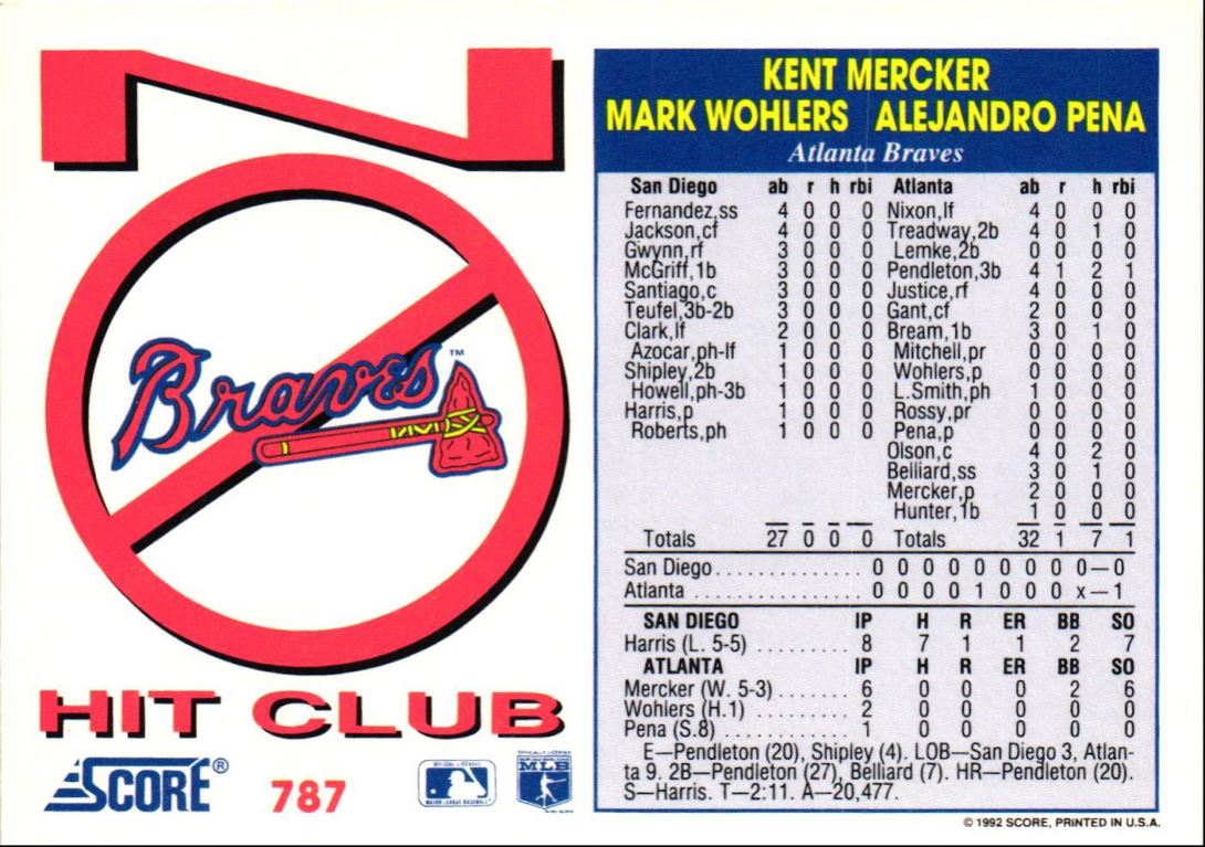 1992 Score Kent Mercker
