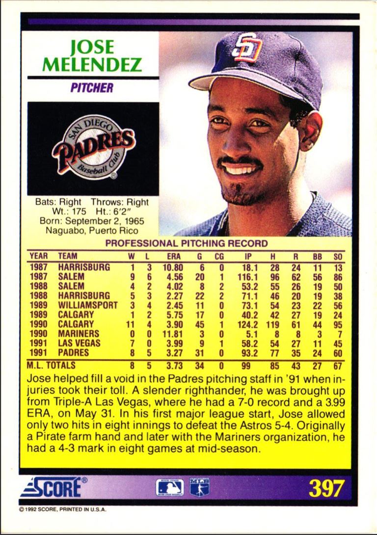 1992 Score Jose Melendez