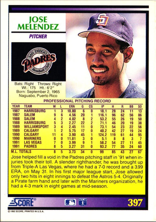 1992 Score Jose Melendez