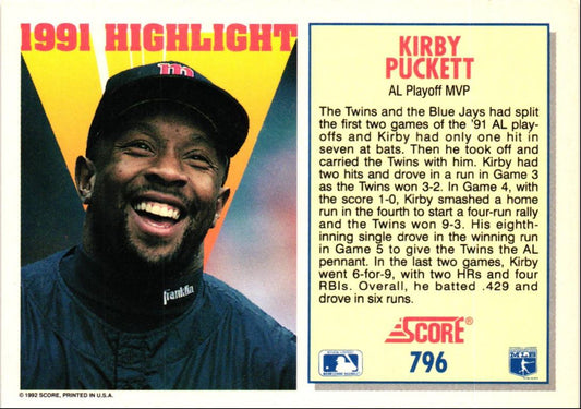 1992 Score Kirby Puckett