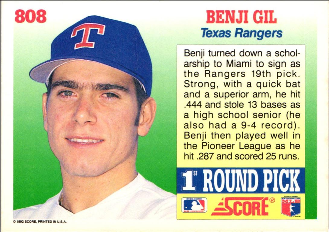 1992 Score Benji Gil