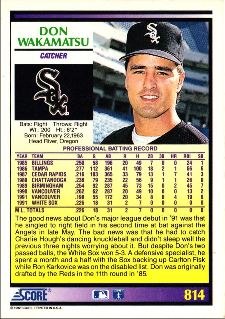 1992 Score Don Wakamatsu
