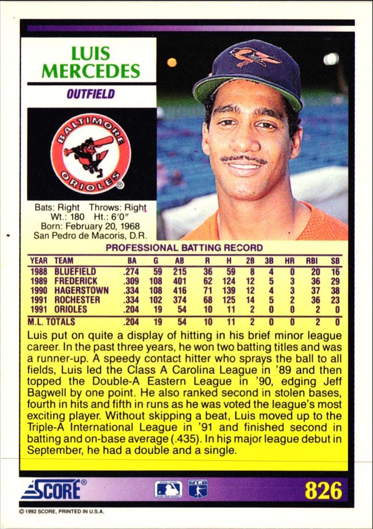 1992 Score Luis Mercedes